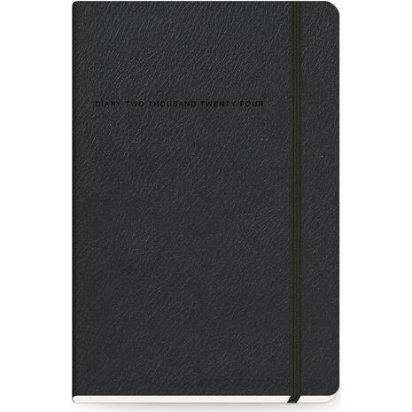 Ημερολόγιο ημερήσιο The Writing Fields Softline 2000 17x24cm 2024 με λάστιχο soft εξώφυλλο με υφή δέρματος μαύρο